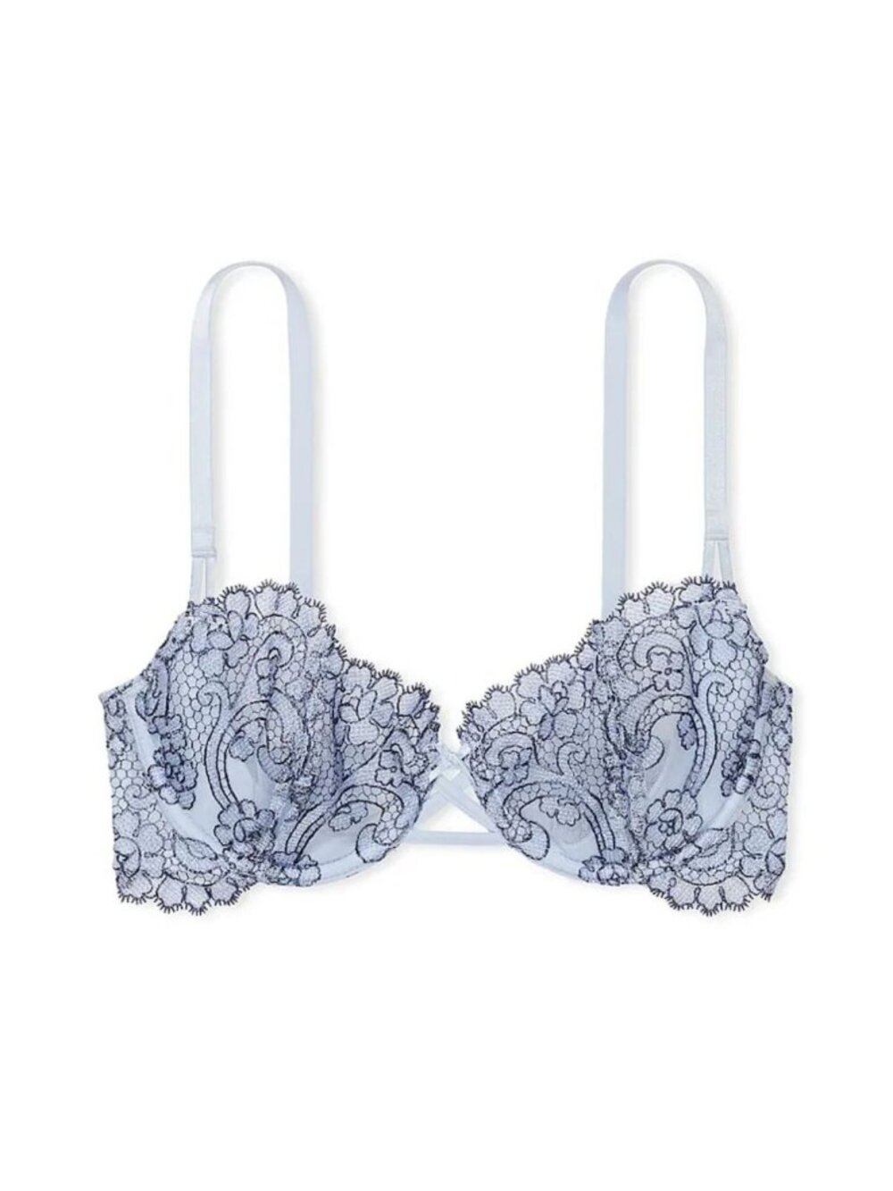New! Victoria’s Secret Blue Denim Unlined Balcony Floral Bra 36DDD 34439